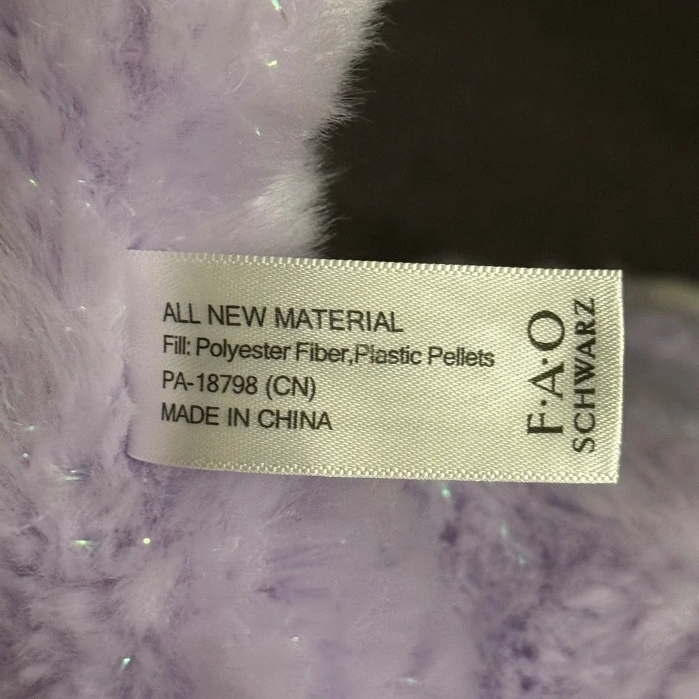 FAO Schwarz Sparklers Plush Sloth Stuffed Animal Lavender Purple Glitter Sparkle